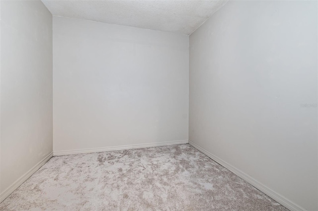 spare room featuring light colored carpet and a textured ceiling