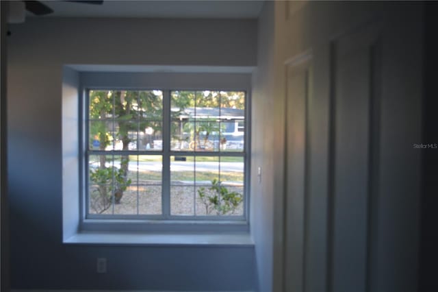 interior details featuring ceiling fan