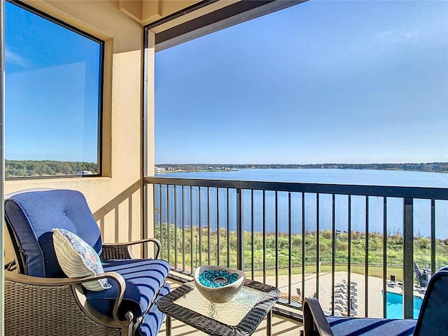 balcony with a water view