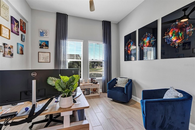 office area with hardwood / wood-style flooring