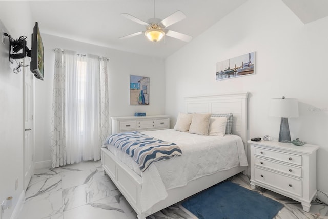 bedroom featuring ceiling fan