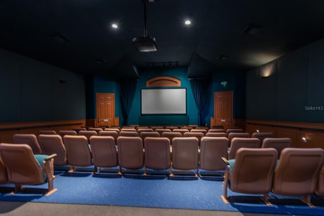 view of carpeted home theater