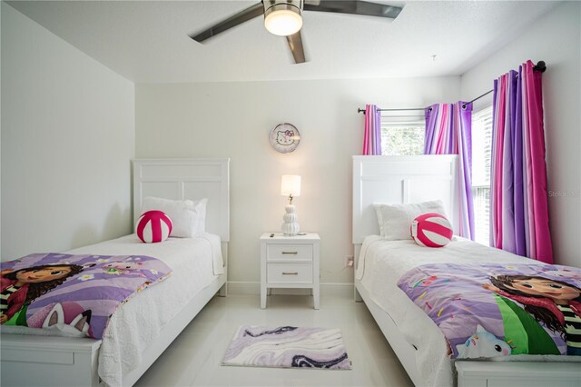 bedroom featuring ceiling fan