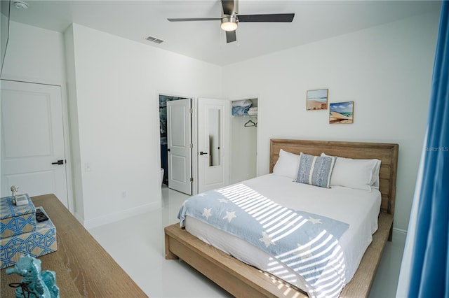 bedroom featuring ceiling fan