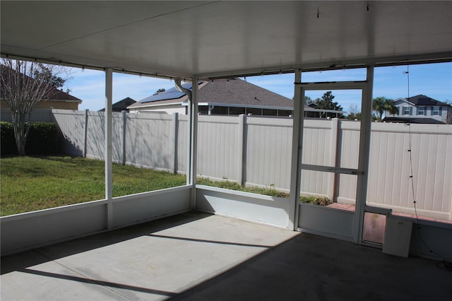 view of unfurnished sunroom