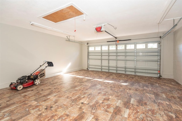 garage with a garage door opener