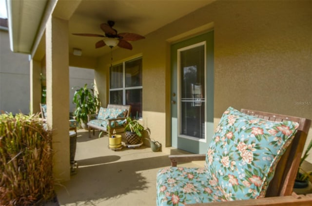 view of patio with ceiling fan