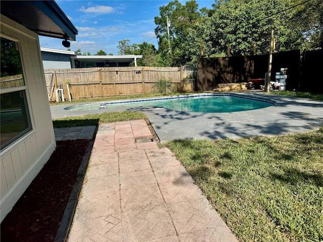 view of swimming pool with a patio area