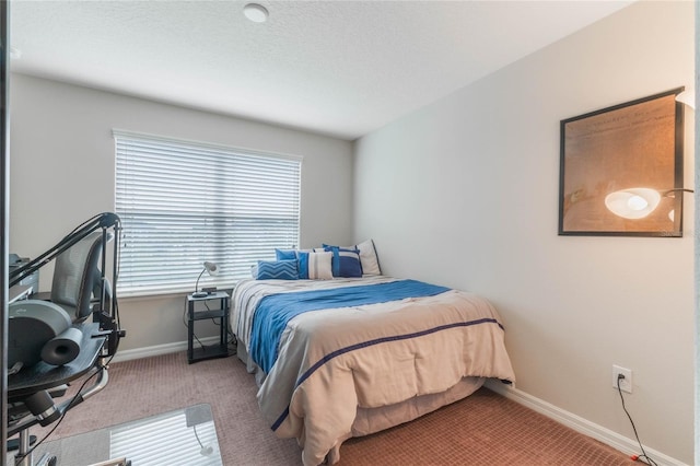 bedroom featuring light colored carpet