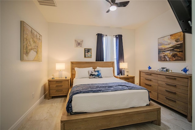 bedroom featuring ceiling fan