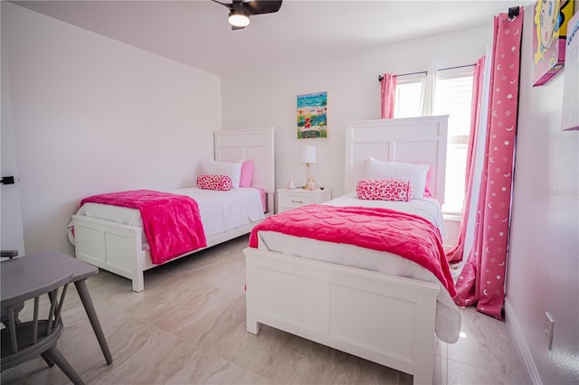 bedroom featuring ceiling fan