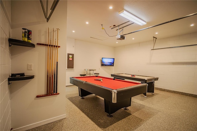 recreation room with electric panel and pool table