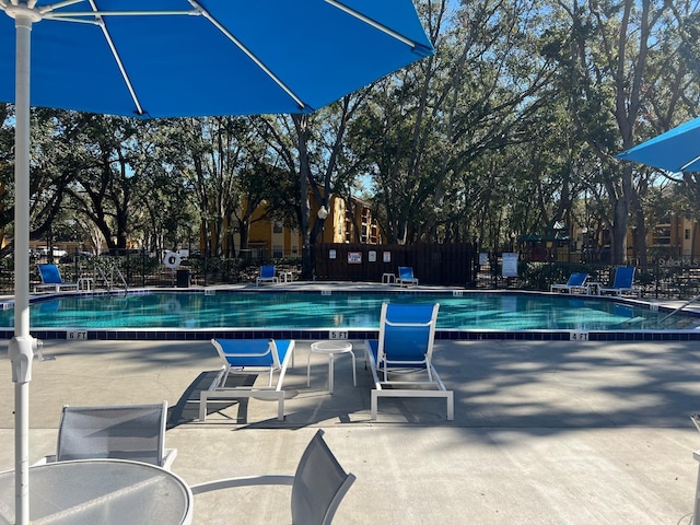 view of pool with a patio