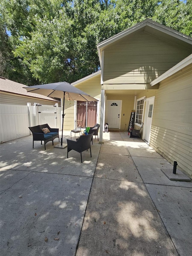 view of patio / terrace featuring an outdoor hangout area