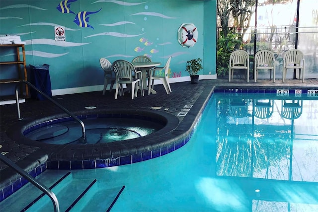 view of pool featuring an indoor in ground hot tub