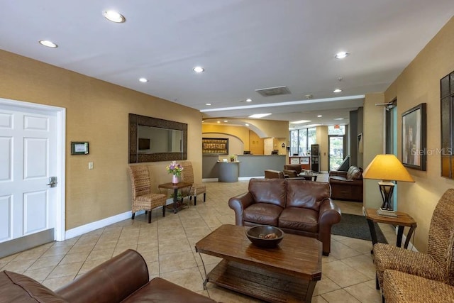 view of tiled living room