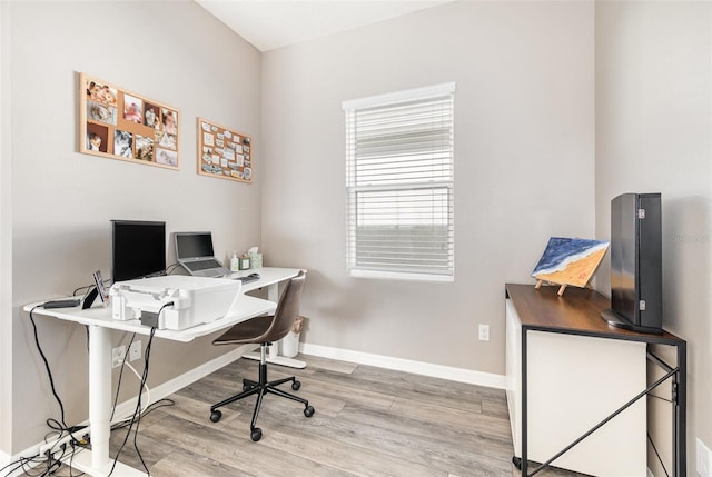 office space featuring light hardwood / wood-style flooring