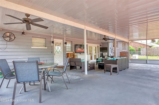 view of patio featuring french doors and an outdoor hangout area