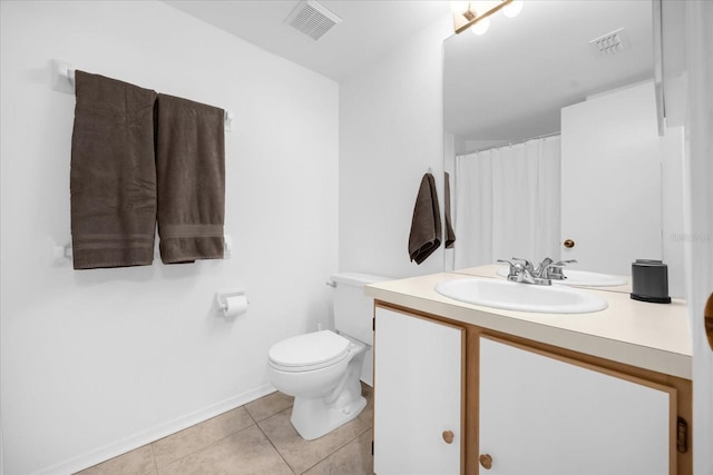 bathroom featuring tile patterned flooring, vanity, and toilet