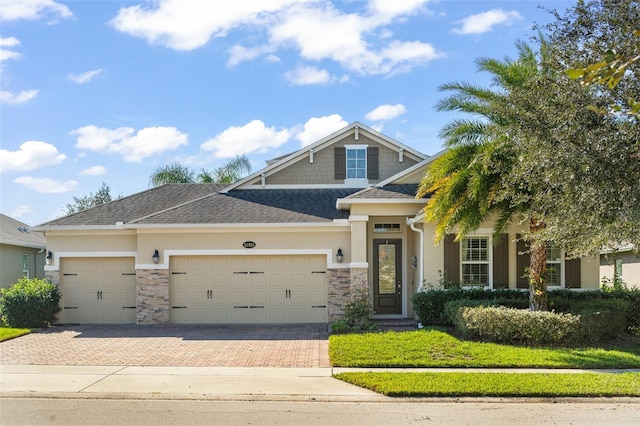 view of front of house with a garage