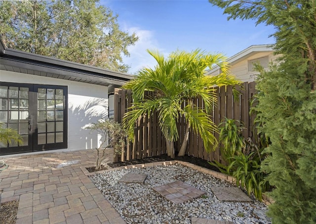 view of patio featuring french doors