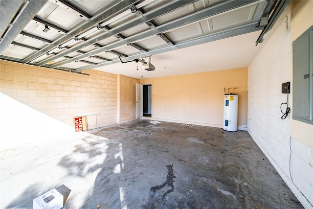 garage featuring water heater