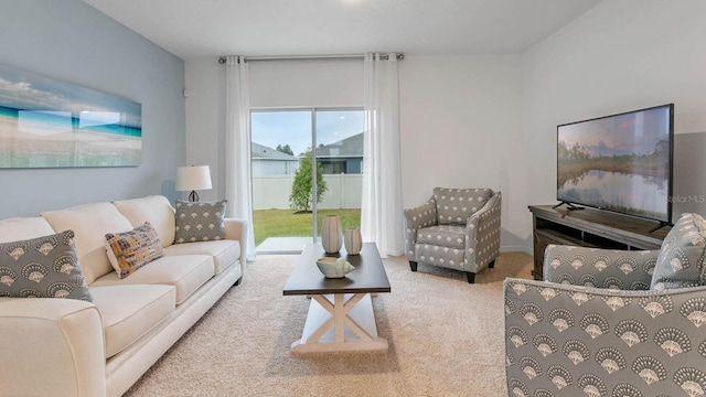 living room featuring carpet floors