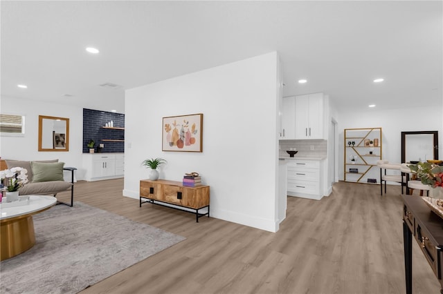 living room featuring light hardwood / wood-style flooring