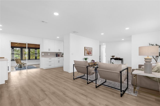 living room featuring light hardwood / wood-style floors