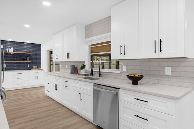 kitchen featuring white cabinetry, sink, and stainless steel dishwasher