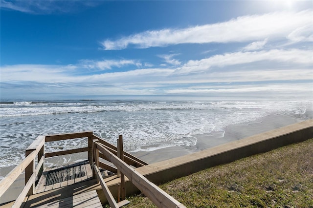 view of community featuring a view of the beach and a water view