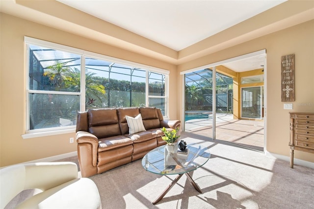 living room with light carpet