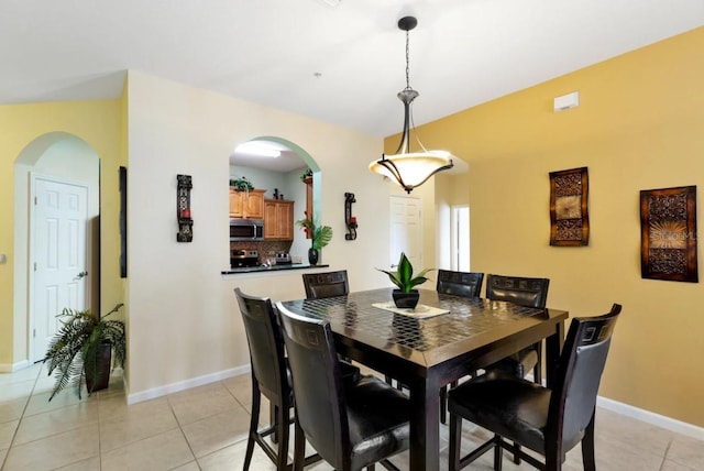 view of tiled dining room