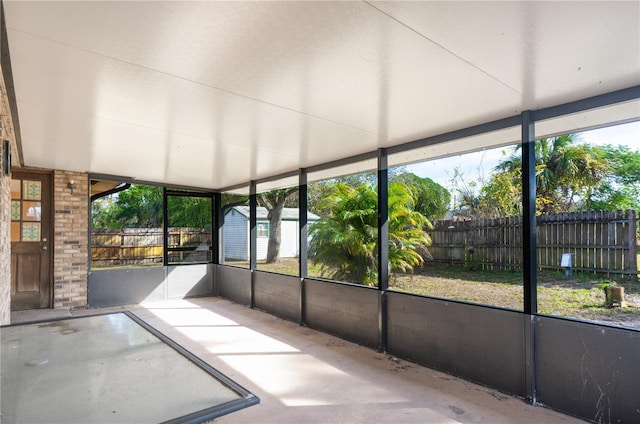 view of unfurnished sunroom