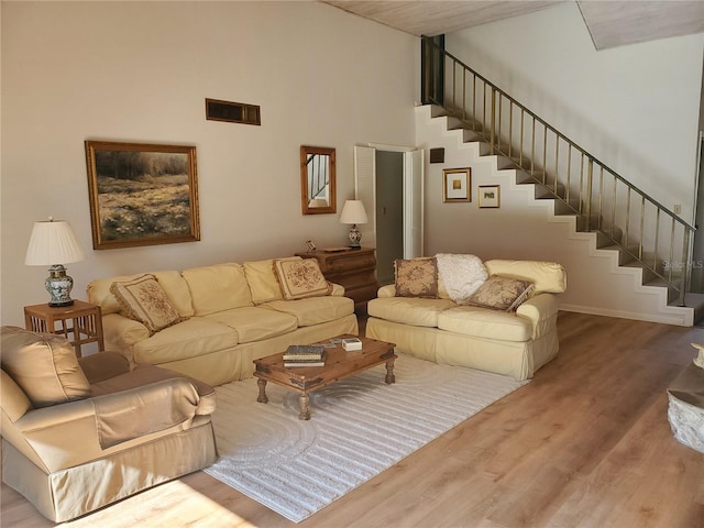 living room with hardwood / wood-style flooring