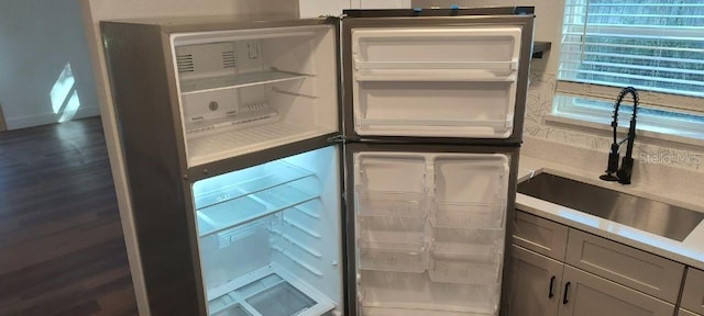 interior details featuring refrigerator and sink