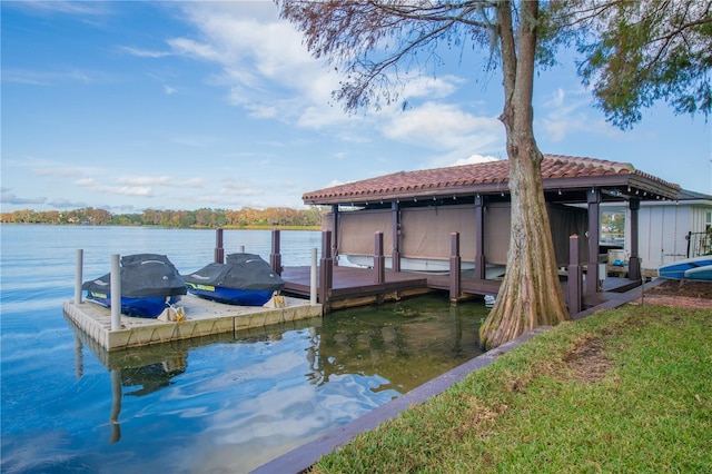 view of dock featuring a water view