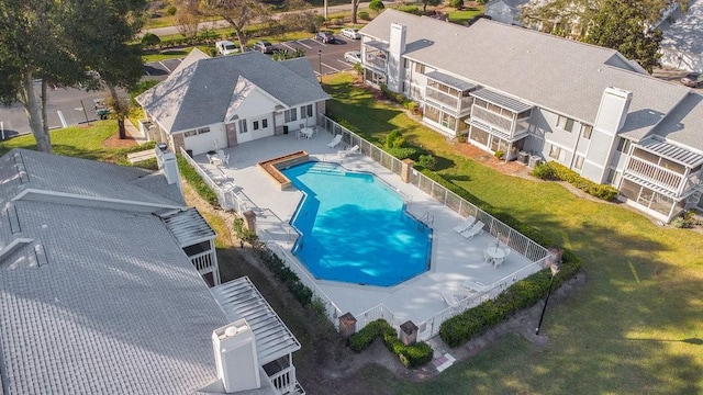 drone / aerial view with a residential view