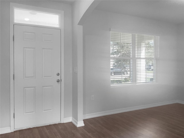 foyer entrance with dark hardwood / wood-style floors