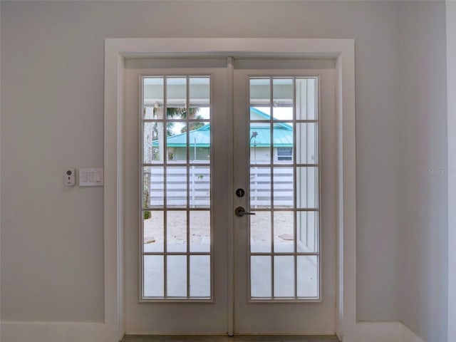 doorway to outside featuring french doors