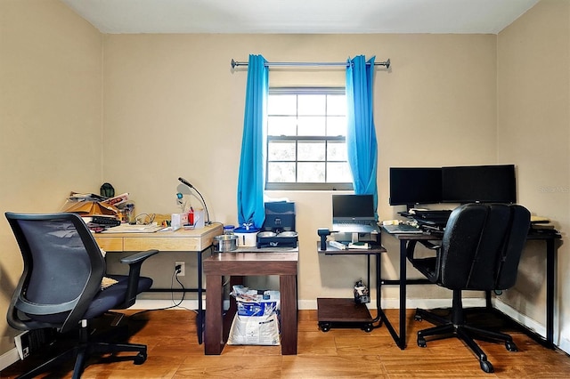 office space featuring wood-type flooring