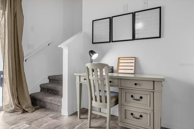 office area featuring light hardwood / wood-style flooring