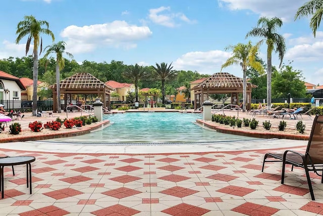 view of pool with a gazebo