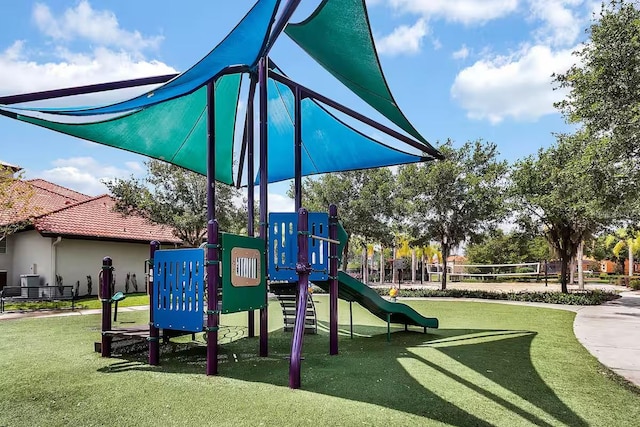 view of playground featuring a yard