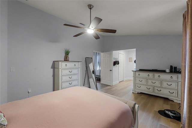 1681 E Evelyn St, Hernando, FL 34442 - bedroom featuring lofted ceiling, light wood finished floors, and ceiling fan