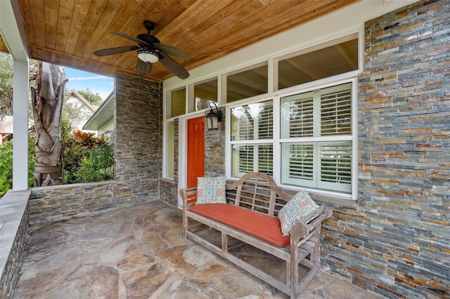 view of patio with ceiling fan