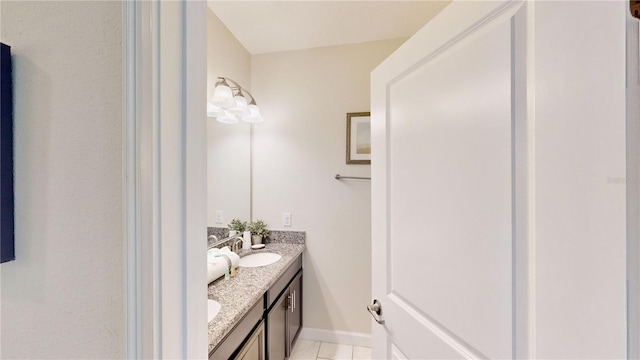 bathroom with tile patterned flooring and vanity