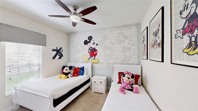 bedroom featuring ceiling fan