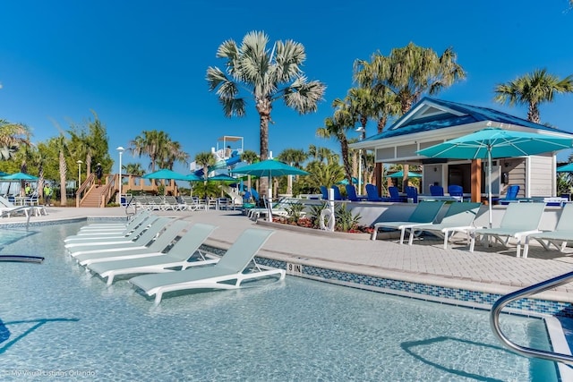 view of pool featuring a patio area