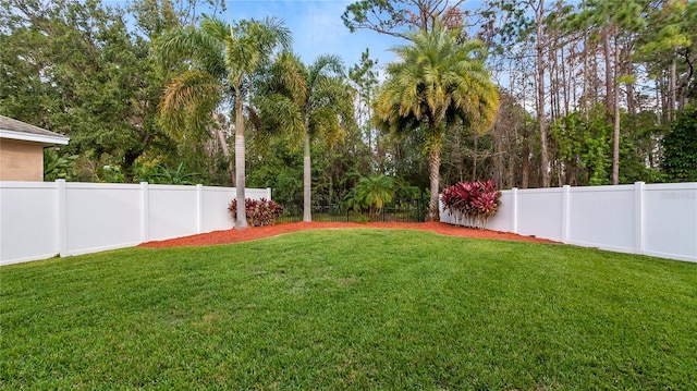 view of yard featuring a fenced backyard